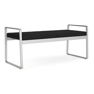 Gansett Reception Waiting Room Healthcare 2-Seat Bench / Silver Steel / Black