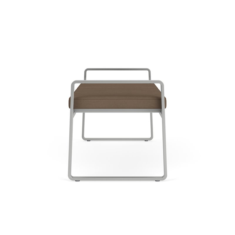 Gansett Reception Waiting Room Healthcare 2-Seat Bench / Silver Steel / Brown