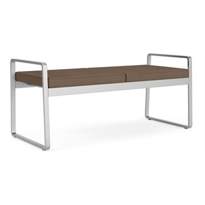 Gansett Reception Waiting Room Healthcare 2-Seat Bench / Silver Steel / Brown