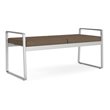 Gansett Reception Waiting Room Healthcare 2-Seat Bench / Silver Steel / Brown