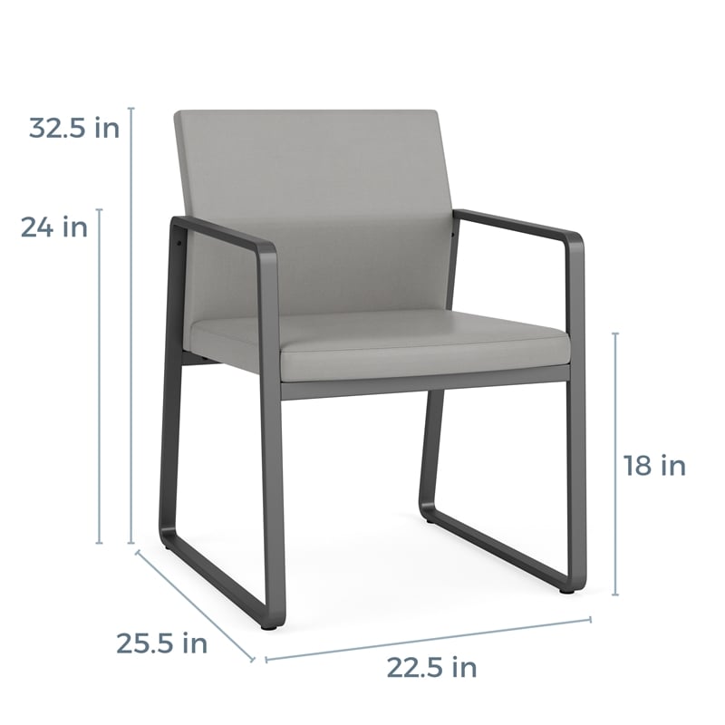Gansett Reception Waiting Room Healthcare Guest Chair / Black Steel / Light Gray