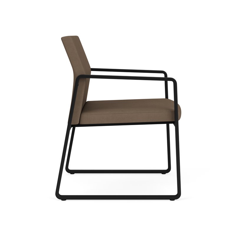 Gansett Reception Waiting Room Healthcare Guest Chair / Black Steel / Brown