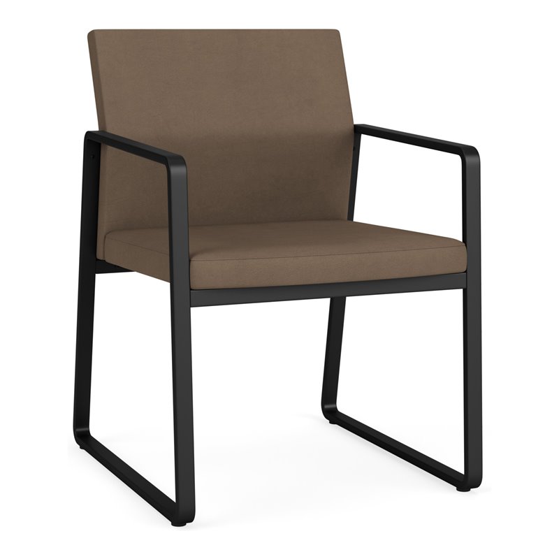 Gansett Reception Waiting Room Healthcare Guest Chair / Black Steel / Brown