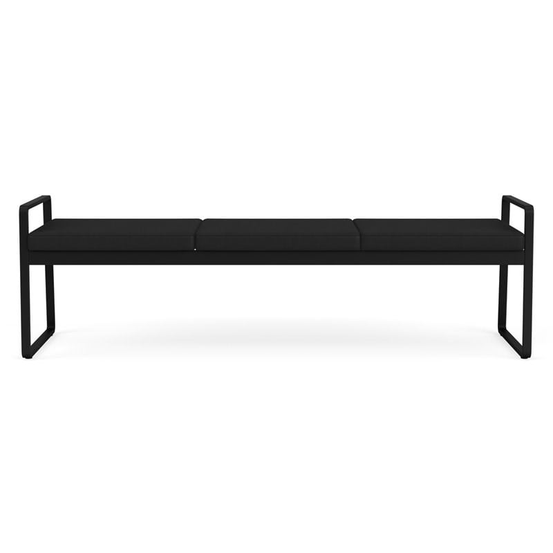 Gansett Reception Waiting Room Healthcare 3-Seat Bench / Black Steel / Black