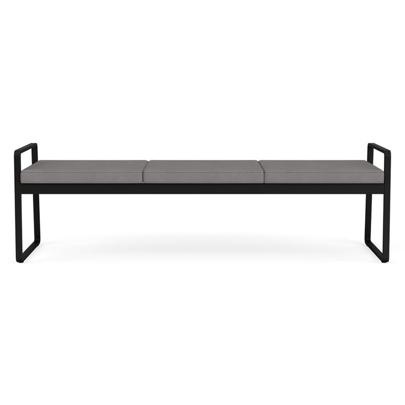 Gansett Reception Waiting Room 3-Seat Bench / Black Steel / Light Gray