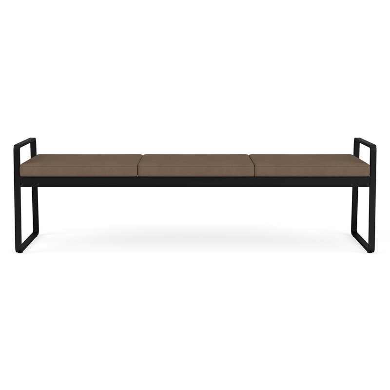 Gansett Reception Waiting Room Healthcare 3-Seat Bench / Black Steel / Brown