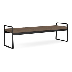 Gansett Reception Waiting Room Healthcare 3-Seat Bench / Black Steel / Brown