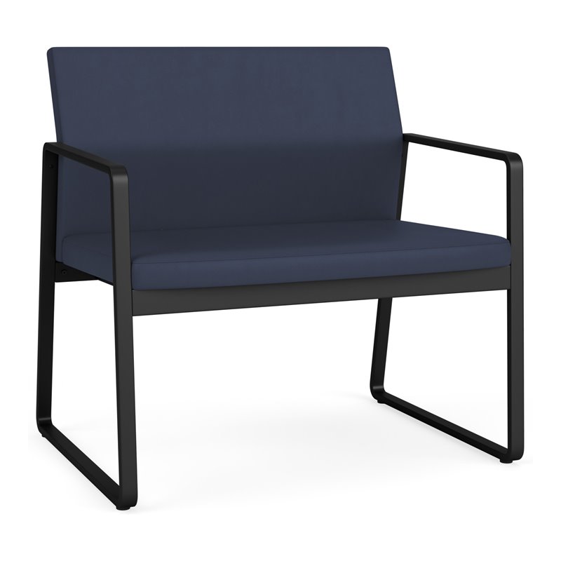 Gansett Reception Waiting Room Healthcare Bariatric Chair / Black Steel / Blue