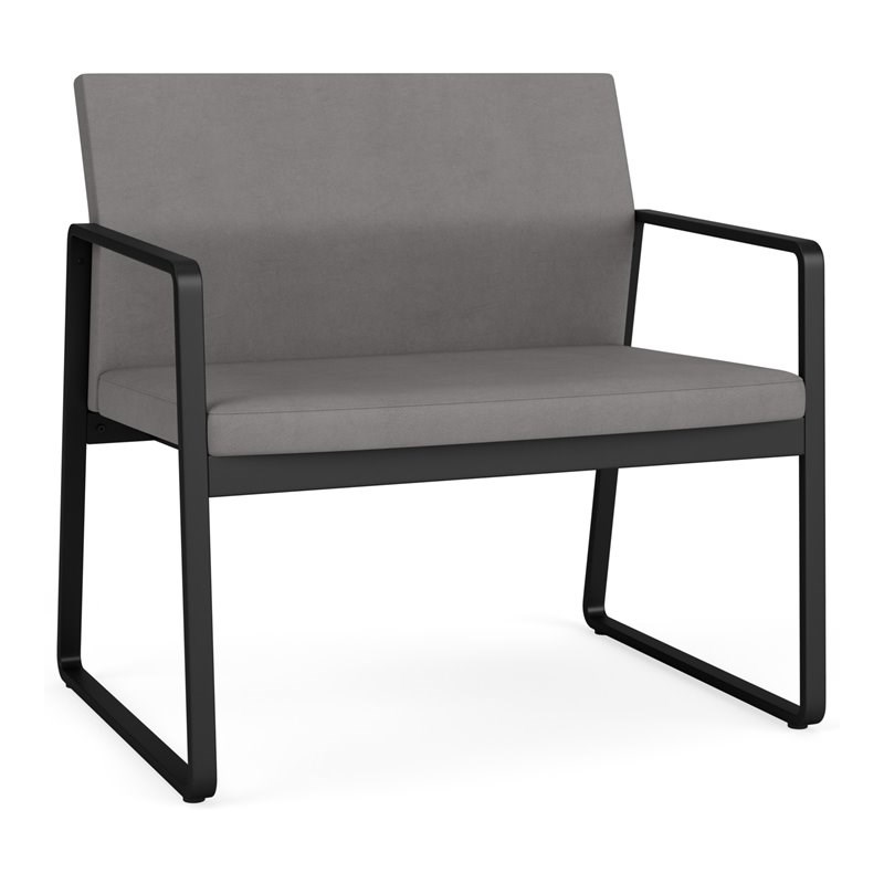Gansett Reception Waiting Room Bariatric Chair / Black Steel / Light Gray