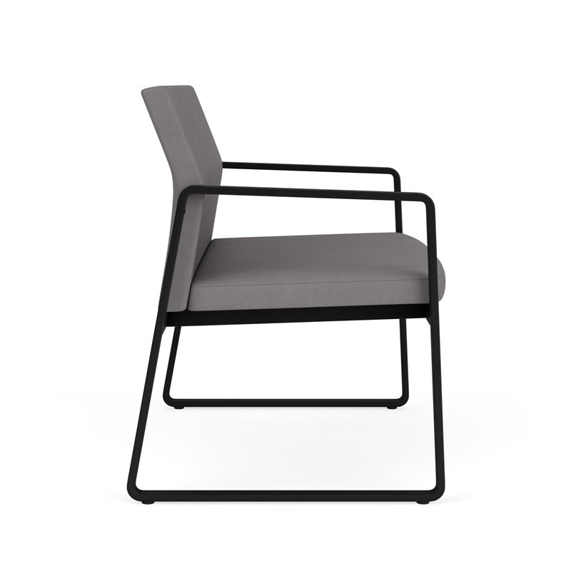 Gansett Reception Waiting Room Bariatric Chair / Black Steel / Light Gray