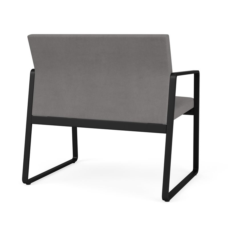Gansett Reception Waiting Room Bariatric Chair / Black Steel / Light Gray