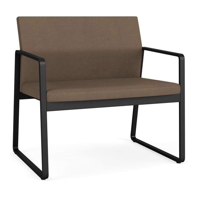 Gansett Reception Waiting Room Healthcare Bariatric Chair / Black Steel / Brown