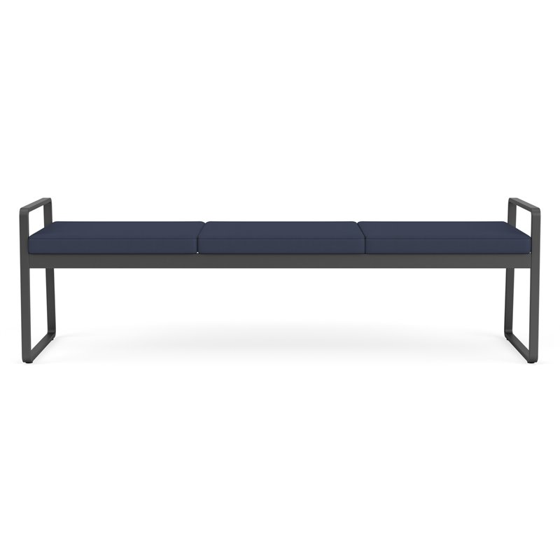 Gansett Reception Waiting Room Healthcare 3-Seat Bench / Charcoal Steel / Blue