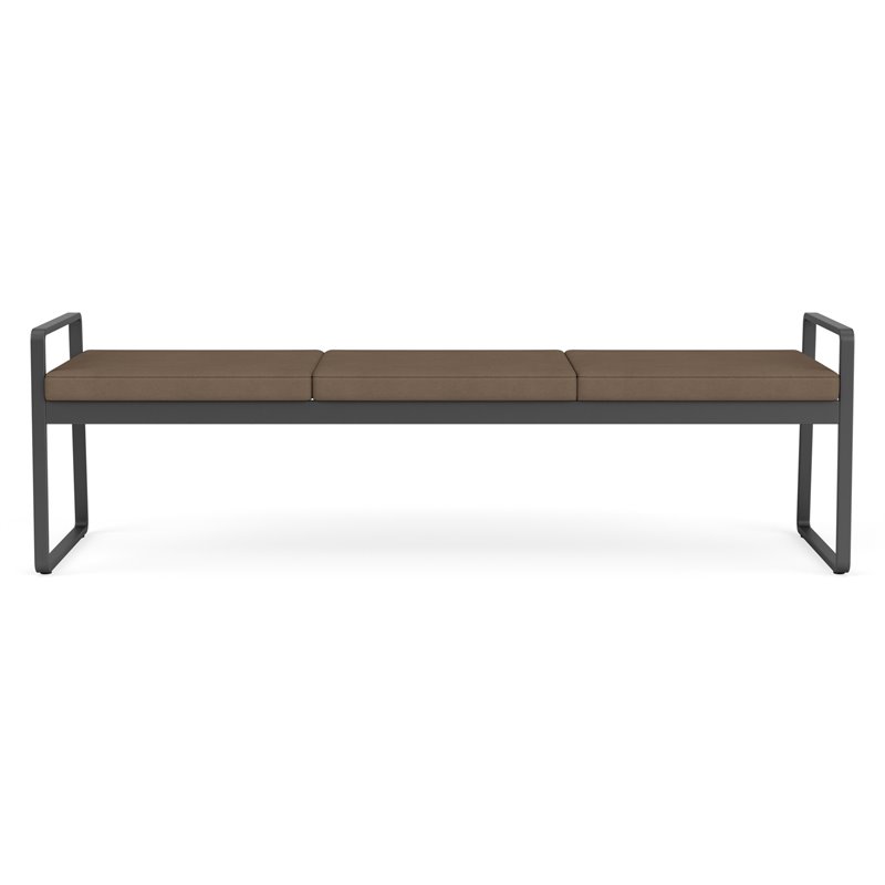 Gansett Reception Waiting Room Healthcare 3-Seat Bench / Charcoal Steel / Brown