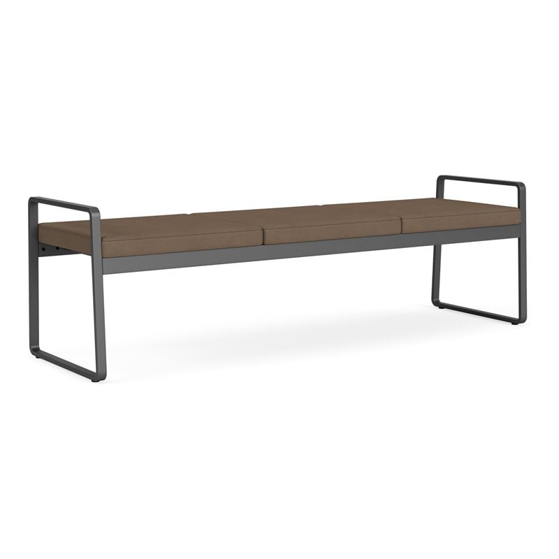 Gansett Reception Waiting Room Healthcare 3-Seat Bench / Charcoal Steel / Brown