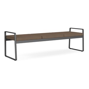 Gansett Reception Waiting Room Healthcare 3-Seat Bench / Charcoal Steel / Brown