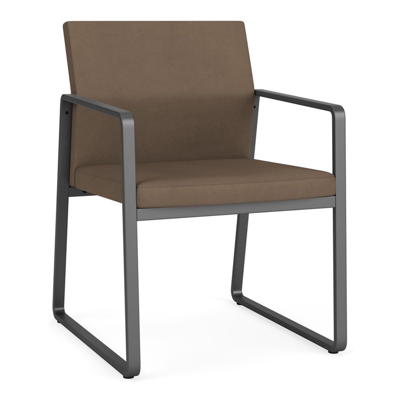 Gansett Reception Waiting Room Healthcare Guest Chair / Charcoal Steel / Brown