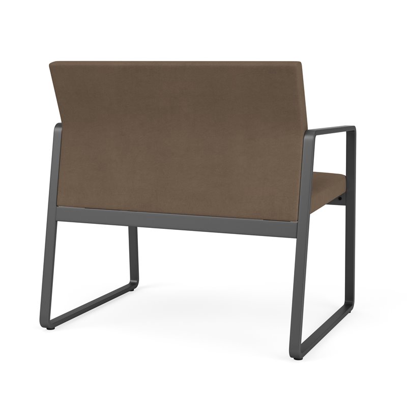 Gansett Reception Waiting Room Bariatric Chair / Charcoal Steel / Brown