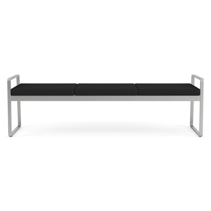 Gansett Reception Waiting Room Healthcare 3-Seat Bench / Silver Steel / Black
