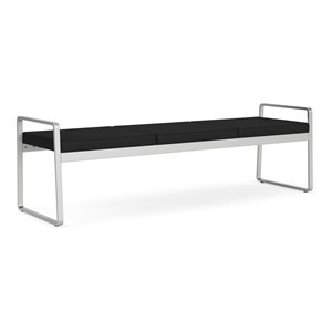Gansett Reception Waiting Room Healthcare 3-Seat Bench / Silver Steel / Black