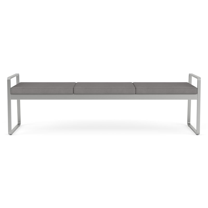 Gansett Reception Waiting Room 3-Seat Bench / Silver Steel / Light Gray