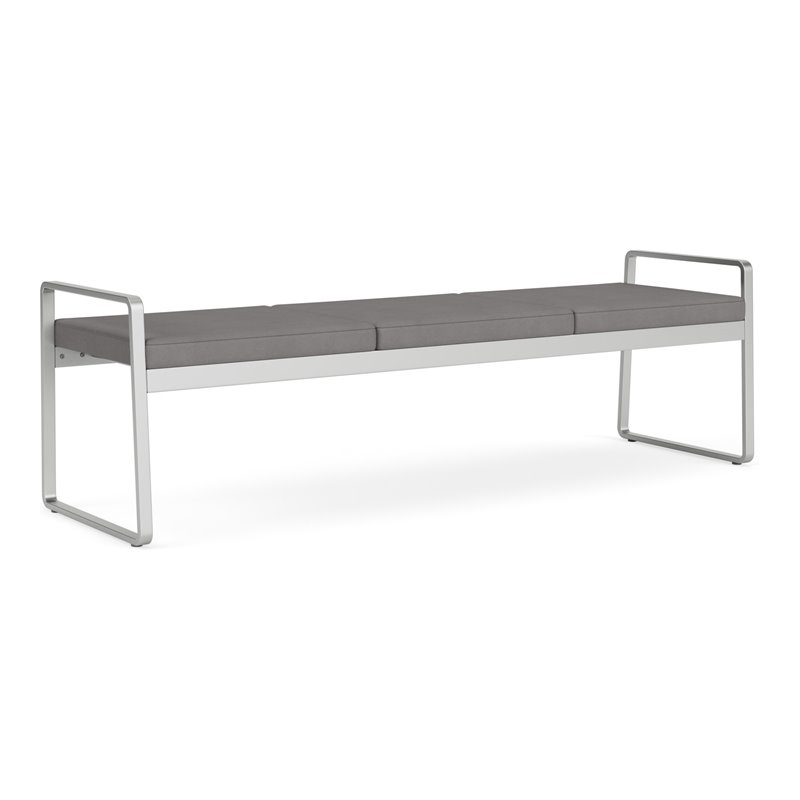 Gansett Reception Waiting Room 3-Seat Bench / Silver Steel / Light Gray