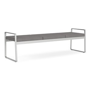 Gansett Reception Waiting Room 3-Seat Bench / Silver Steel / Light Gray