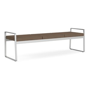 Gansett Reception Waiting Room Healthcare 3-Seat Bench / Silver Steel / Brown
