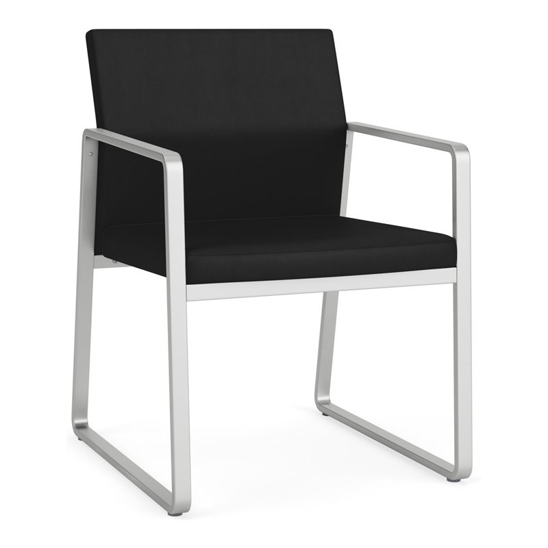 Gansett Reception Waiting Room Healthcare Guest Chair / Silver Steel / Black