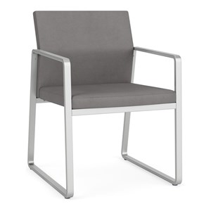 Gansett Reception Waiting Room Guest Chair / Silver Steel / Light Gray
