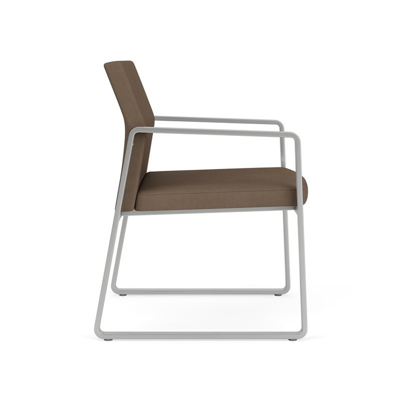 Gansett Reception Waiting Room Healthcare Guest Chair / Silver Steel / Brown