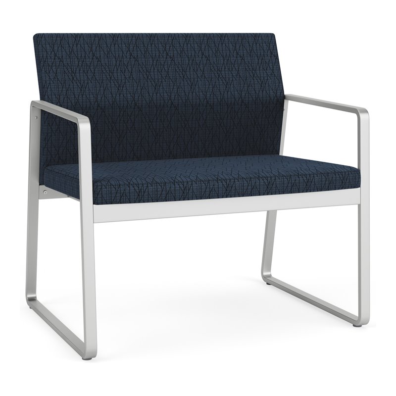 Gansett Reception Waiting Room Healthcare Bariatric Chair / Silver Steel / Blue