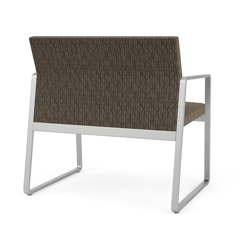 Gansett Reception Waiting Room Healthcare Bariatric Chair / Silver Steel / Brown