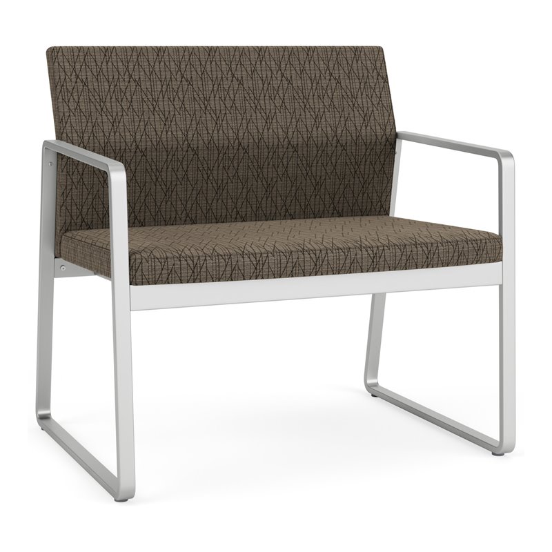 Gansett Reception Waiting Room Healthcare Bariatric Chair / Silver Steel / Brown