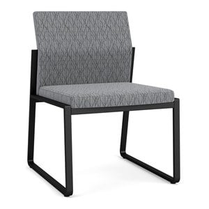 Gansett Reception Waiting Room Armless Guest Chair / Black Steel / Gray