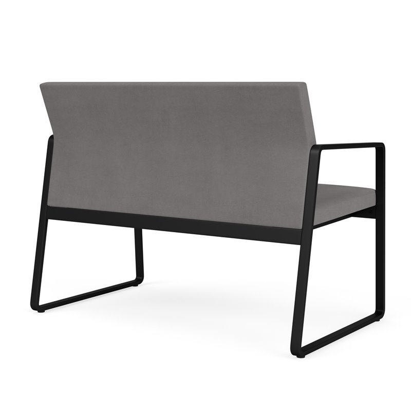 Gansett Reception Waiting Room Healthcare Loveseat / Black Steel / Light Gray