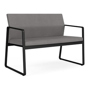 Gansett Reception Waiting Room Healthcare Loveseat / Black Steel / Light Gray