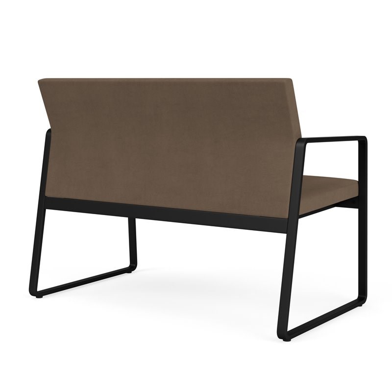 Gansett Reception Waiting Room Healthcare Loveseat / Black Steel / Brown
