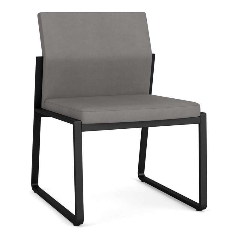 Gansett Reception Waiting Armless Guest Chair / Black Steel / Light Gray