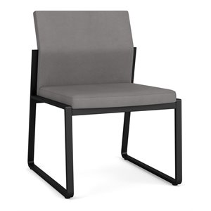 Gansett Reception Waiting Armless Guest Chair / Black Steel / Light Gray