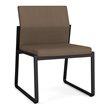 Gansett Reception Waiting Room Armless Guest Chair / Black Steel / Brown