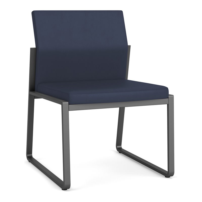 Gansett Reception Waiting Room Armless Guest Chair / Charcoal Steel / Blue