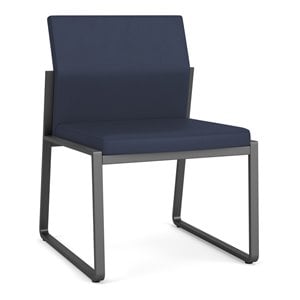 Gansett Reception Waiting Room Armless Guest Chair / Charcoal Steel / Blue