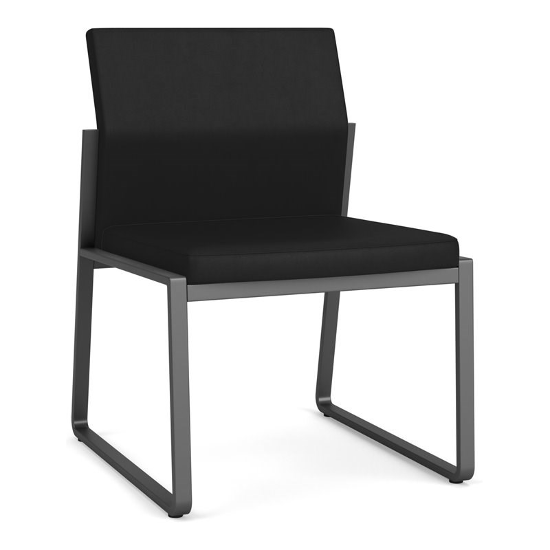 Gansett Reception Waiting Armless Guest Chair / Charcoal Steel / Black