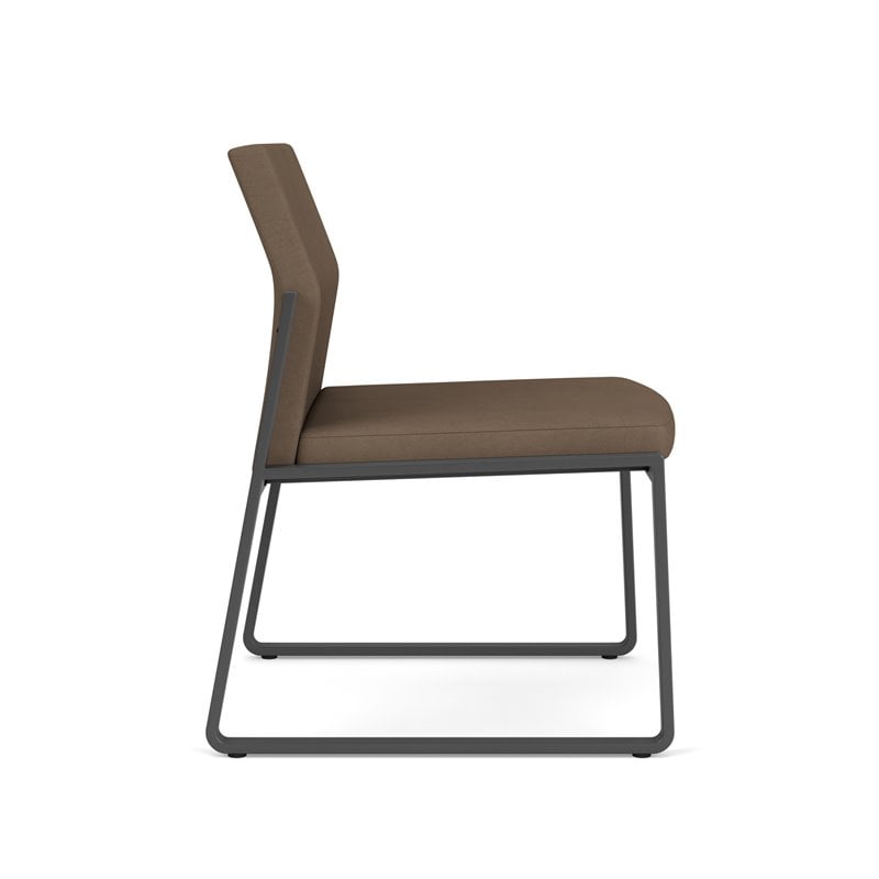 Gansett Reception Waiting Armless Guest Chair / Charcoal Steel / Brown