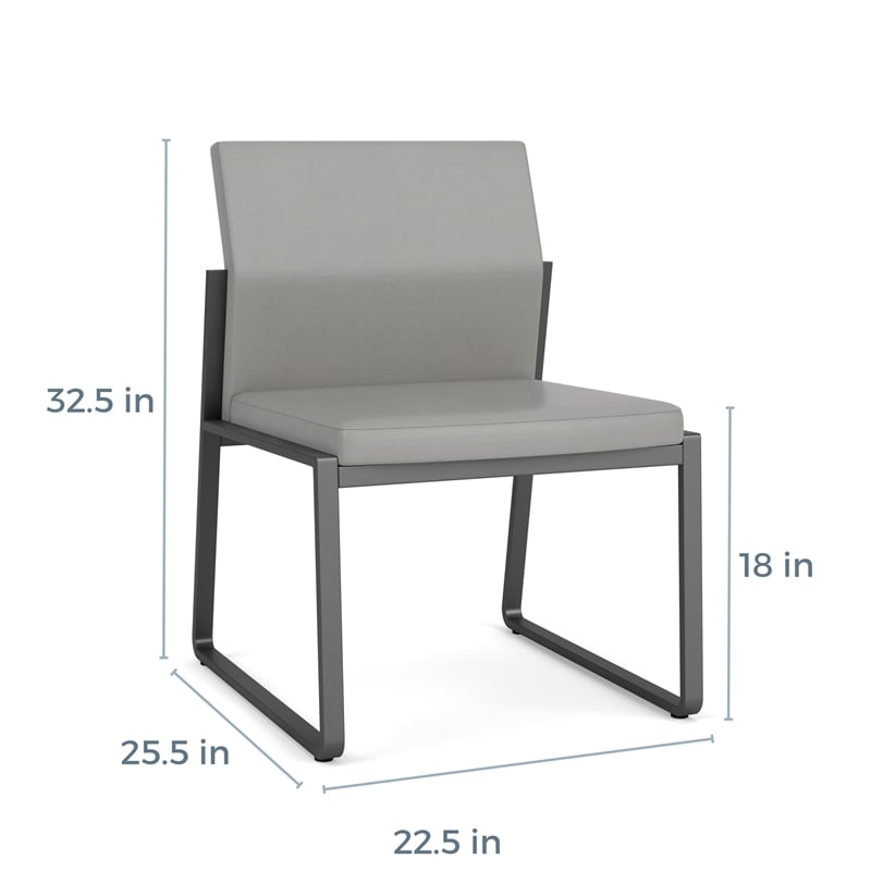 Gansett Reception Waiting Armless Guest Chair / Charcoal Steel / Brown