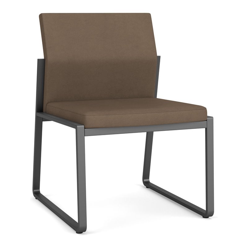 Gansett Reception Waiting Armless Guest Chair / Charcoal Steel / Brown