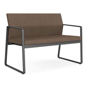 Gansett Reception Waiting Room Healthcare Loveseat / Charcoal Steel / Brown