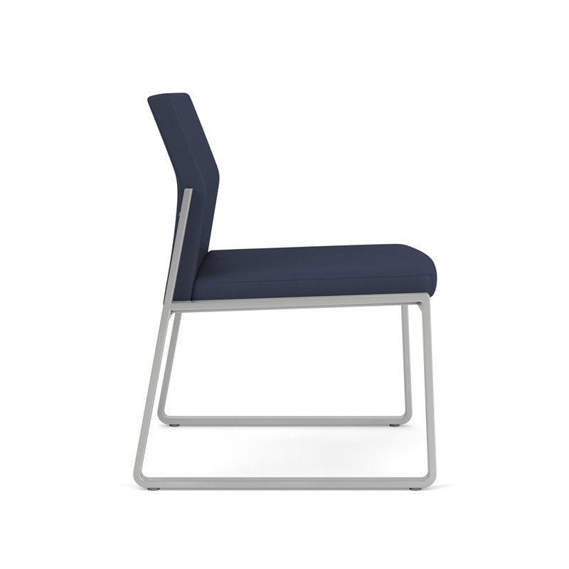 Gansett Reception Waiting Room Armless Guest Chair / Silver Steel / Blue