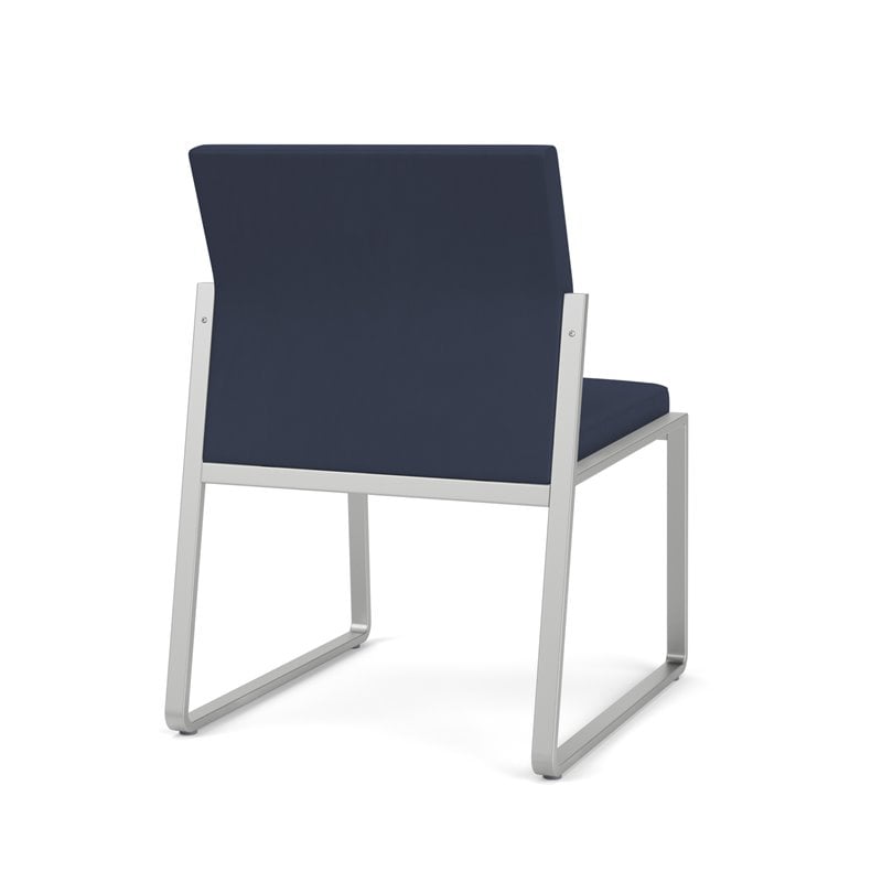 Gansett Reception Waiting Room Armless Guest Chair / Silver Steel / Blue